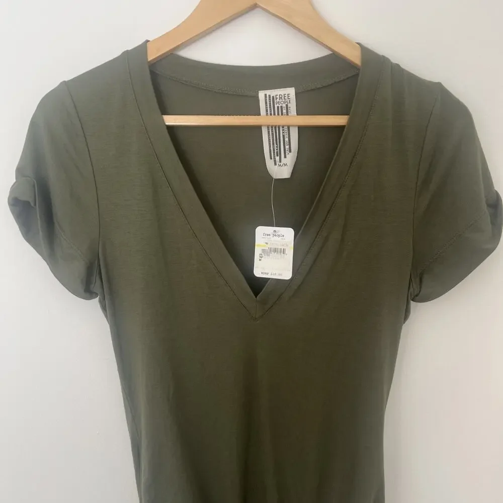 Nwt Intimately Free People T-shirt‎ Body Suit Medium Olive Green